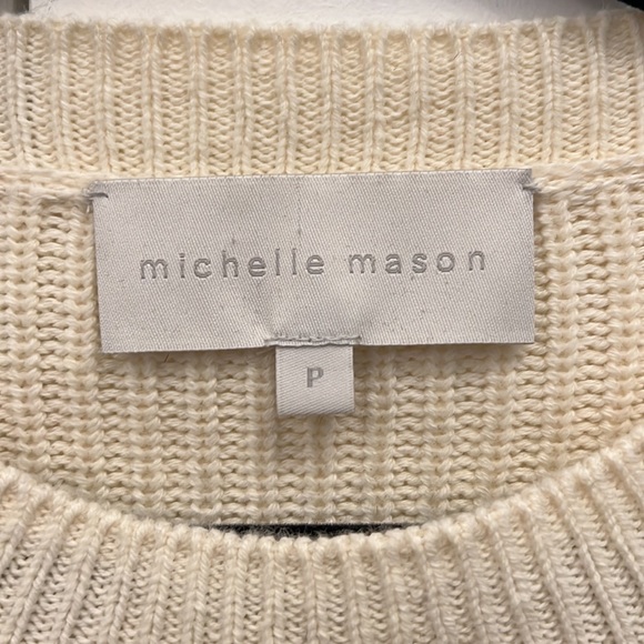 MICHELLE MASON Chain-embellished Ribbed Cotton And Wool-blend Sweater In Ivory - Picture 6 of 10